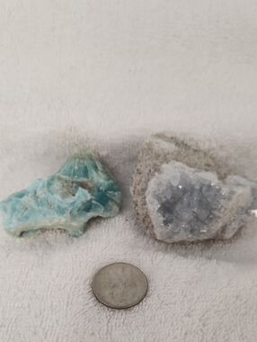 Natural Blue-Green Larimar Decorative Crystal - And Celestite Geode Unbranded